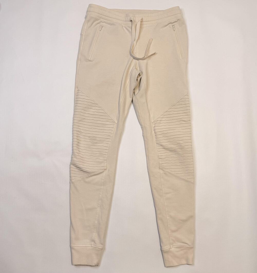 Alo Yoga Jogger Pants Womens Medium Beige Moto French Terry Zip Pockets Athletic